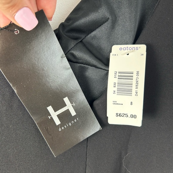 NWT H by Halston Vintage Black Maxi Lined Formal Dress with Rhinestone Strap 8 - Picture 8 of 15